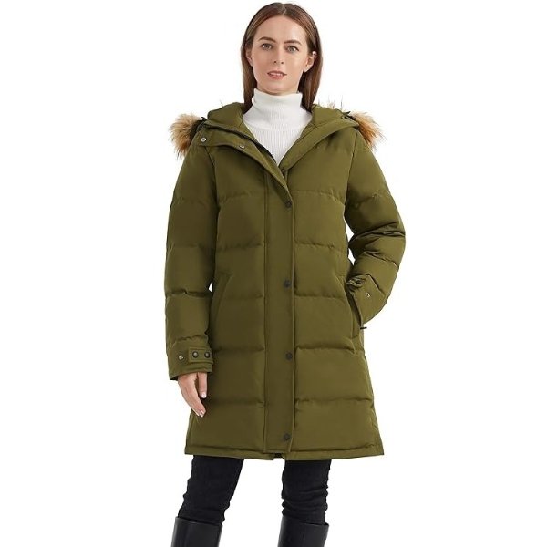 Womens Thickened Down Coat with Adjustable Hood