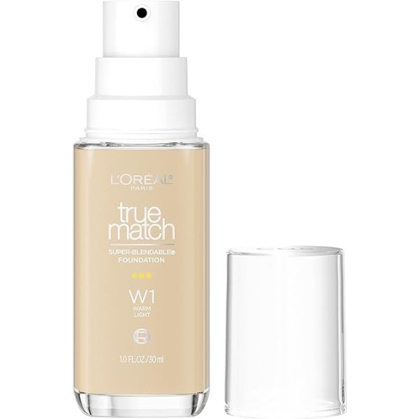 True Match Super-Blendable Foundation, Medium Coverage Liquid Foundation Makeup, W1, Light, 1 Fl Oz