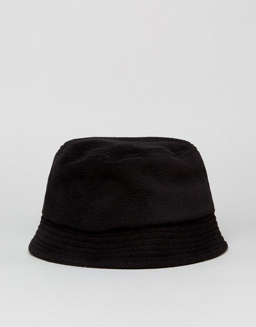 ASOS Bucket Hat In Black Fleece at asos.com