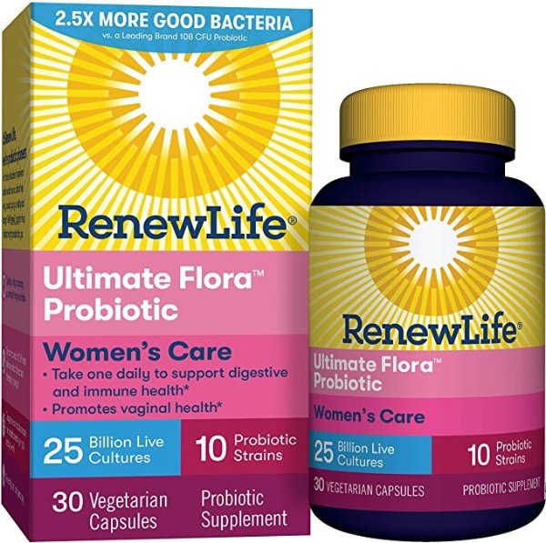 #1 Women's Probiotics 25 Billion CFU Guaranteed, 10 Strains, Shelf Stable, Gluten Dairy & Soy Free, 30 Capsules, Ultimate Flora Women's Care - 60 Day Money Back Guarantee