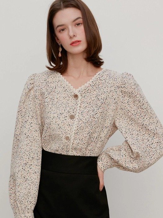 Laced Puff Blouse Ivory