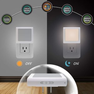 闪购：MAZ-TEK 插座式可调亮度自动感应LED小夜灯 2个装