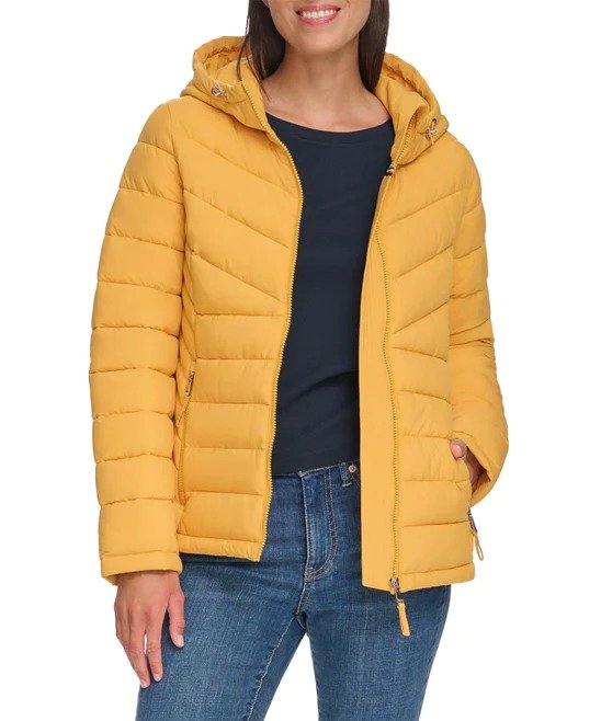 Mineral Yellow Hooded Puffer Coat - Women