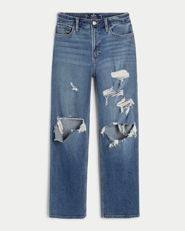 Ultra High-Rise Ripped Medium Wash Dad Jeans