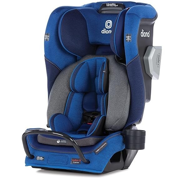 Radian 3QXT 4-in-1 Rear and Forward Facing Convertible Car Seat, Safe Plus Engineering, 4 Stage Infant Protection, 10 Years 1 Car Seat, Slim Fit 3 Across, Blue Sky