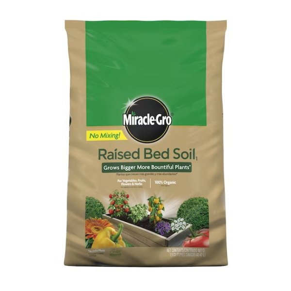 Miracle-Gro 1.5-cu ft Fruit; Flower and Vegetable Organic Raised Bed Soil