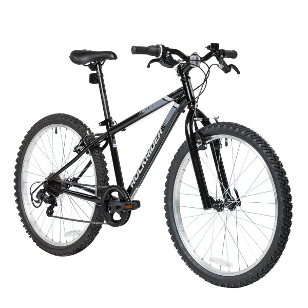 Rockrider ST100, Kids Mountain Bike, 24", 4'5" to 4'11", Unisex, Black