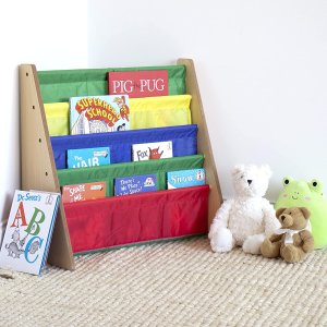 Humble Crew Natural Wood/Primary Kids Book Rack Storage Bookshelf