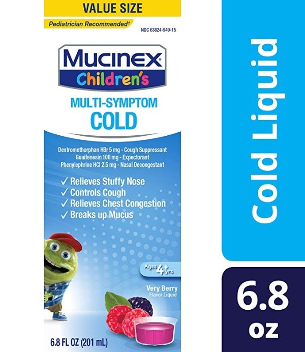 Children's Multi-Symptom Cold Liquid Medicine, Very Berry, 6.8 Ounce Packaging May Vary (Pack of 4)