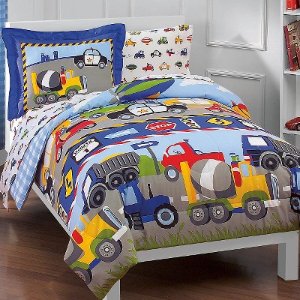 Dream Factory Trains and Trucks Mini Bed in a Bag - Blue (Twin)