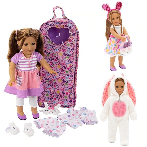 18 Inch Allie Lifelike Doll with 2 Easter Doll Outfits