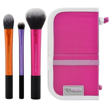  Travel Essentials Makeup Brush Set with 2-in-1 Case + Stand