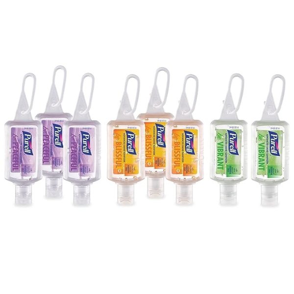 3900-09-ECME17 Advanced Hand Sanitizer Essentials Portable Bottle - Infused with Essential Oils, 1oz. Travel Sized Jelly Wrap Bottles (Case of 9)
