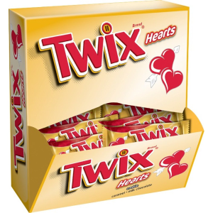 TWIX Valentine's Caramel Singles Size Chocolate Cookie Bar Candy Hearts 1.06-Ounce Bar 24-Count Box