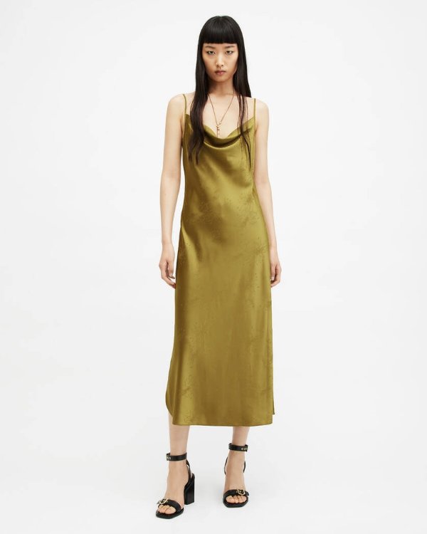 Hadley Jacquard Slim Fit Midi Slip Dress