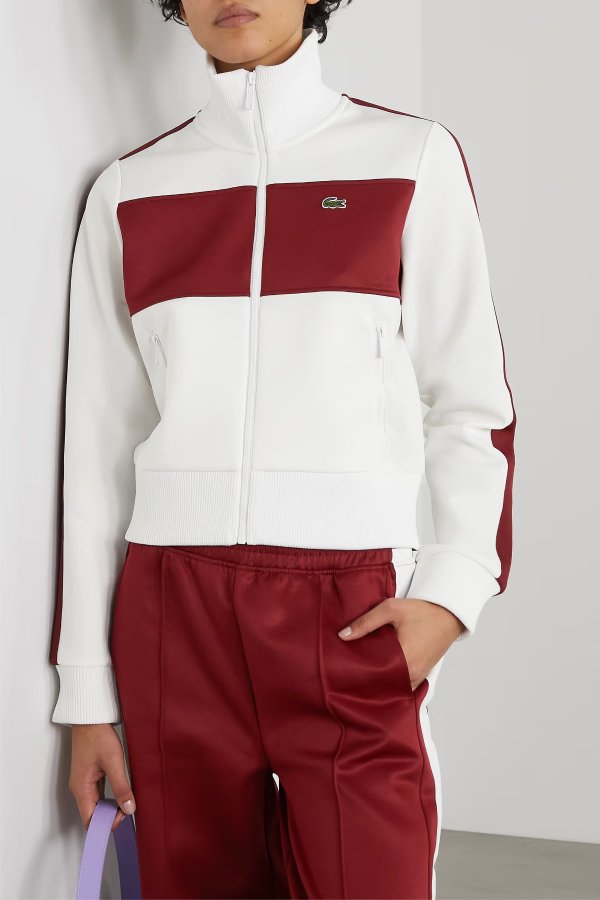 Color-block stretch-jersey track jacket