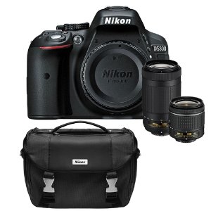 Nikon D5300 DX-Format Digital 24.2 MP SLR Camera w/ Lens Bundle and Carrying Bag