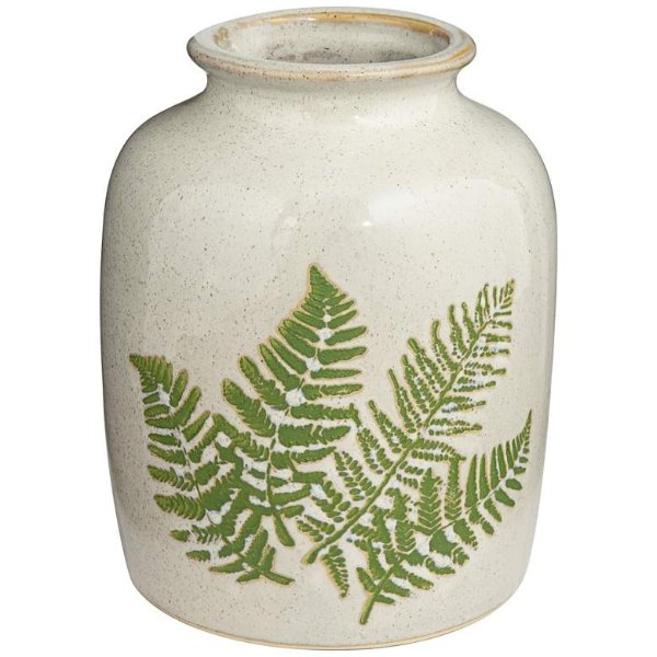 Fern White and Green 7 1/2" High Porcelain Decorative Vase - #99N32 | Lamps Plus