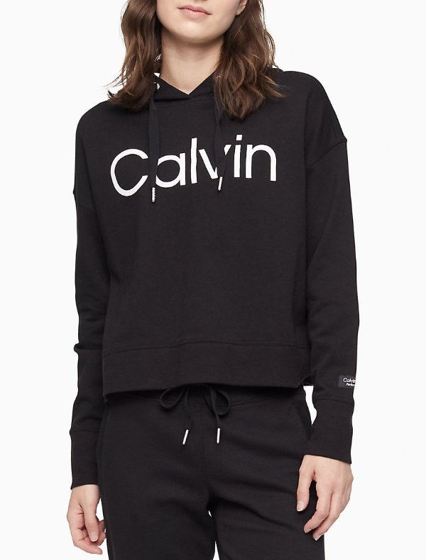 Performance Eco Terry Boxy Fit Calvin Logo Hoodie Performance Eco Terry Boxy Fit Calvin Logo Hoodie