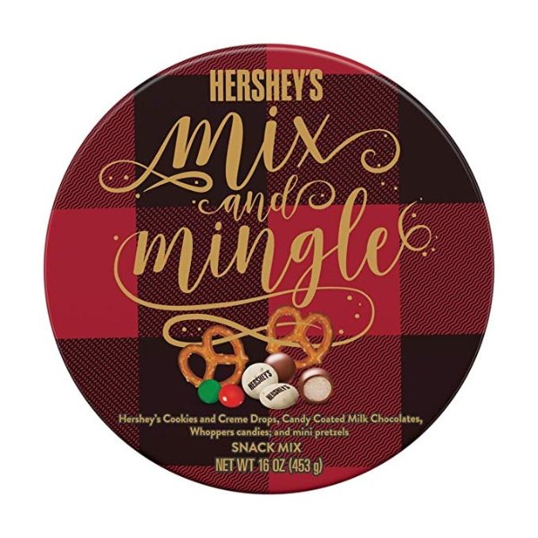 Mix & Mingle Snack Mix Gift Box with Chocolate Christmas Candy and Pretzel Snack, 16 oz.