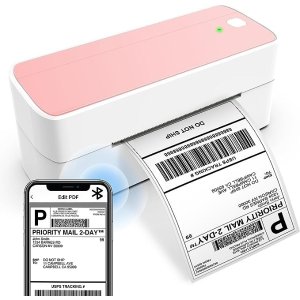 Bluetooth Thermal Label Printer 4X6 - Wireless Shipping Label Printer for Small Business & Packages, Pink Thermal Label Printer Shipping Label Maker, Compatible with iPhone, USPS, Etsy, Amazon