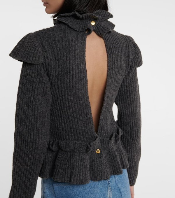 Wool-blend open-back sweater