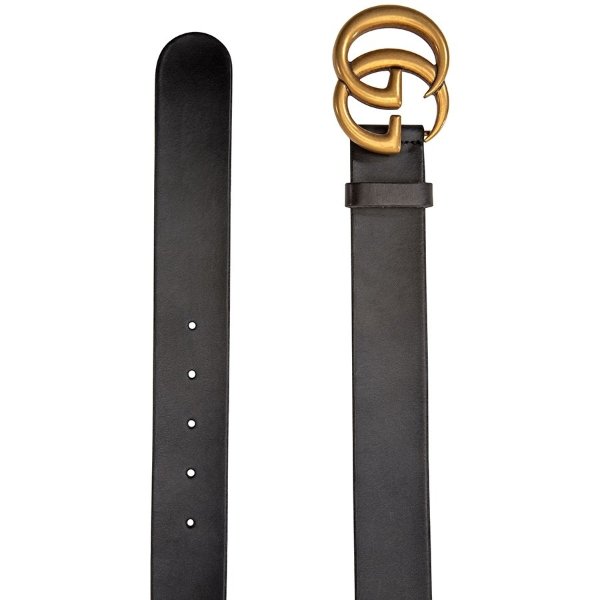 Womens Leather Belt with Double G Buckle-