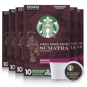 Starbucks Sumatra Dark Roast K-Cup Coffee Pods 60pods