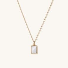 Pearl Rectangle Locket Necklace