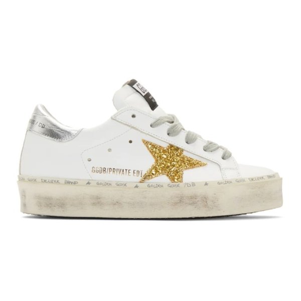 - SSENSE Exclusive White & Gold Glitter Hi-Star Sneakers
