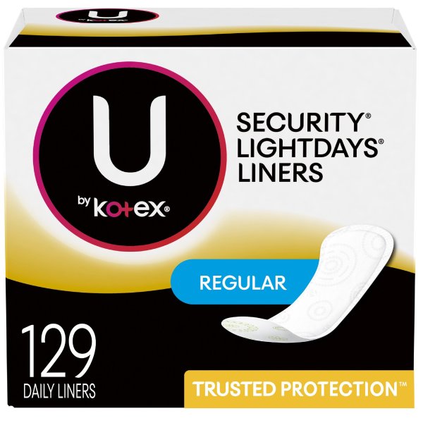 U by KotexLightdays Liners, Unscented, Regular, 129 Ct