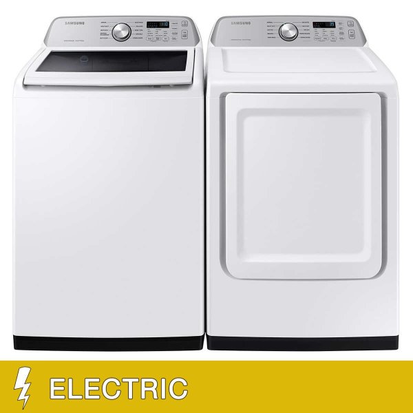 4.7 cu. ft. Large Capacity Smart Top Load Washer with Active WaterJet and 7.4 cu. ft. Smart ELECTRIC Dryer with Sensor Dry Laundry Package
