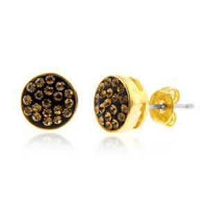 Vicenza Collection: Smoky Topaz Crystal Stud Earrings 