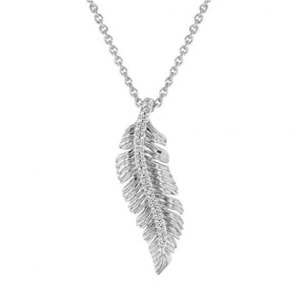 1/10 Carat TW Natural Rose Cut Diamond Leaf Necklace With 18 Inch Chain