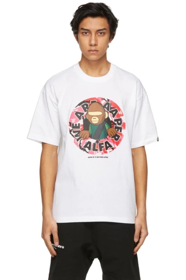 AAPE BY A BATHING APE White 'We Are Aaper Alfa' T-Shirt