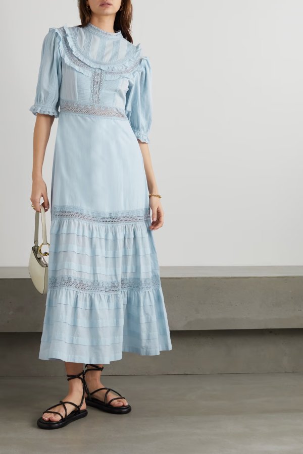 Rosa crocheted lace-trimmed cotton maxi dress