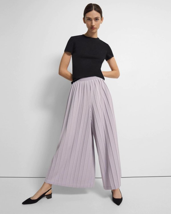 Pleated Palazzo Pant in Cotton Blend
