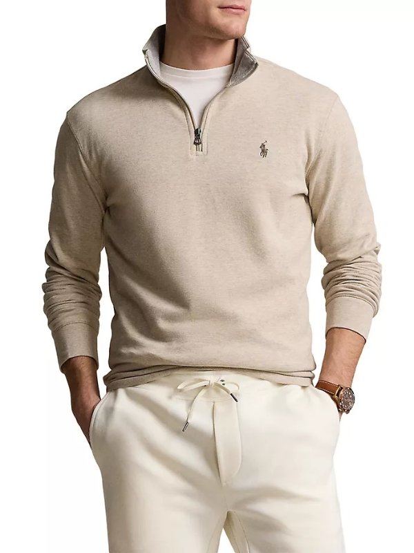 Cotton-Blend Half-Zip Pullover