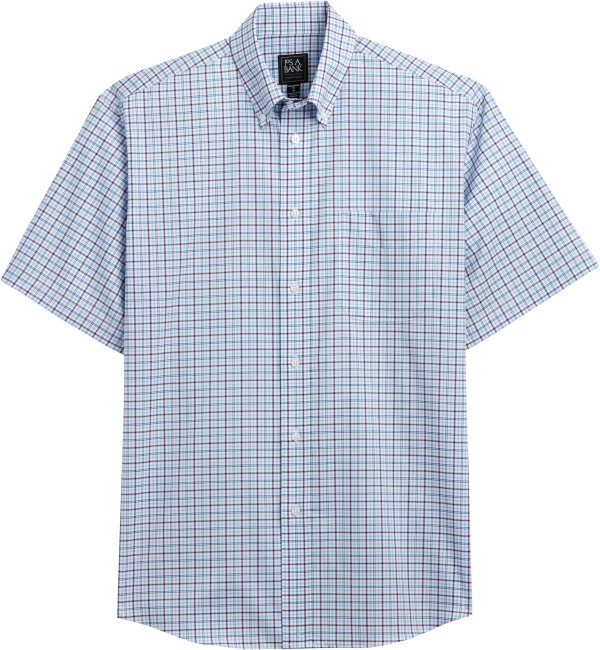 Traveler Collection Traditional Fit Button-Down Collar Plaid Short-Sleeve Sportshirt - Father's Day Gifts Under $50 | Jos A Bank