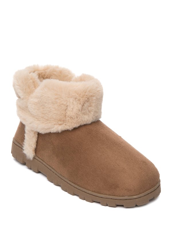 Micro Suede Booties with Faux Fur Trim