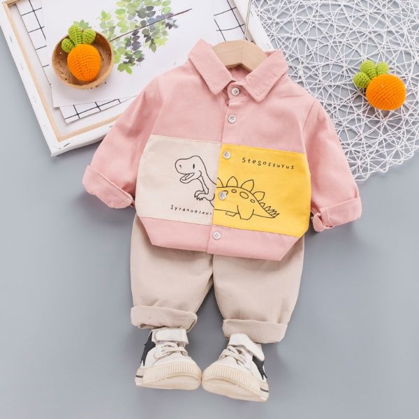 2pcs Baby Boy Long-sleeve Cotton casual Animal & Dinosaur Baby's Sets
