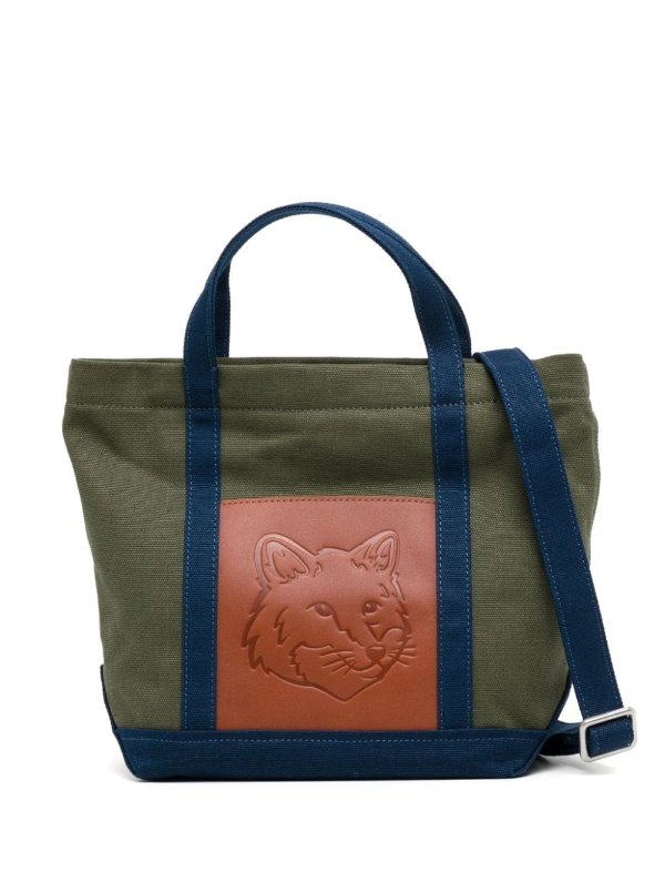 fox-patch cotton tote bag