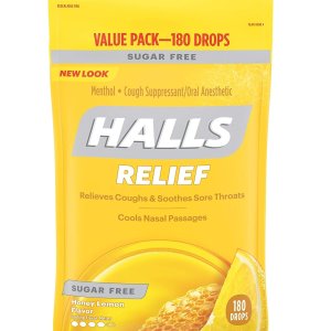 HALLS Relief Honey Lemon Sugar Free Cough Drops 180 Drops