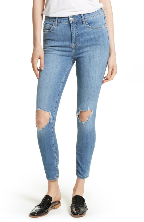 We the Free by Free People High Rise Busted Knee Skinny Jeans