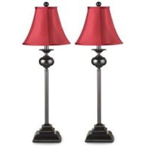 Set of 2 31" Deep Red Table Lamps