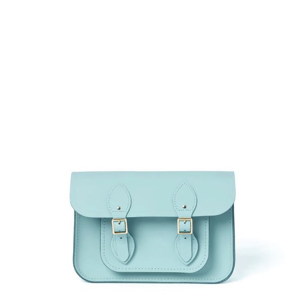 11 Inch Magnetic Satchel in Leather - Cambridge Blue