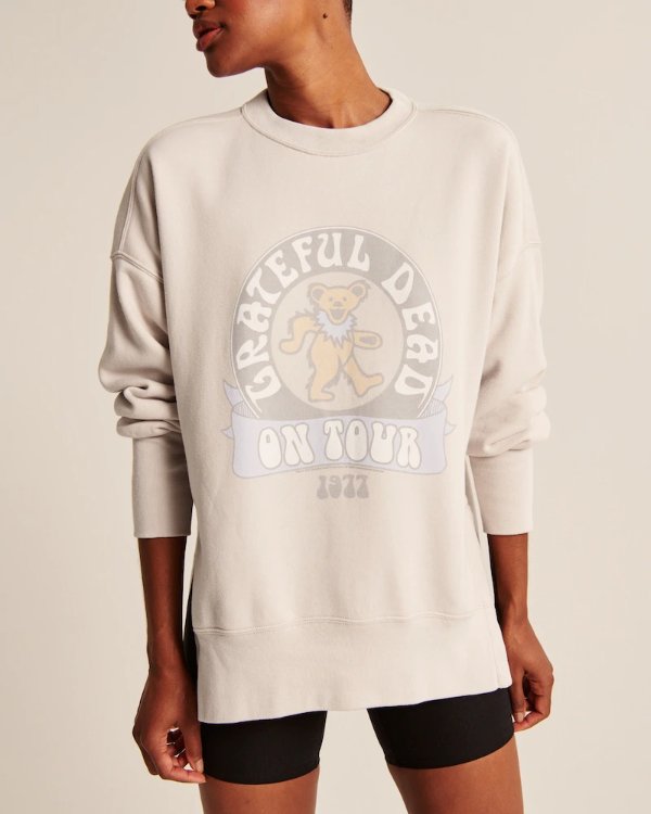 Women's Grateful Dead Split-Hem Tunic Crew Sweatshirt | Women's Up To 25% Off Select Styles | Abercrombie.com