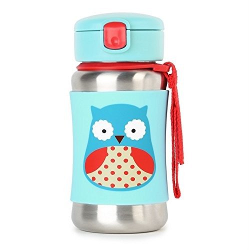 Kids Water Bottle With Straw, Stainless Steel Sippy Cup, Owl