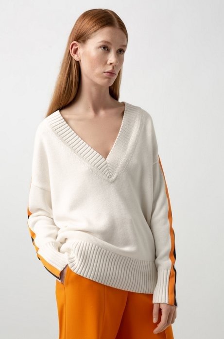 Oversized-fit sweater in cotton and cashmere