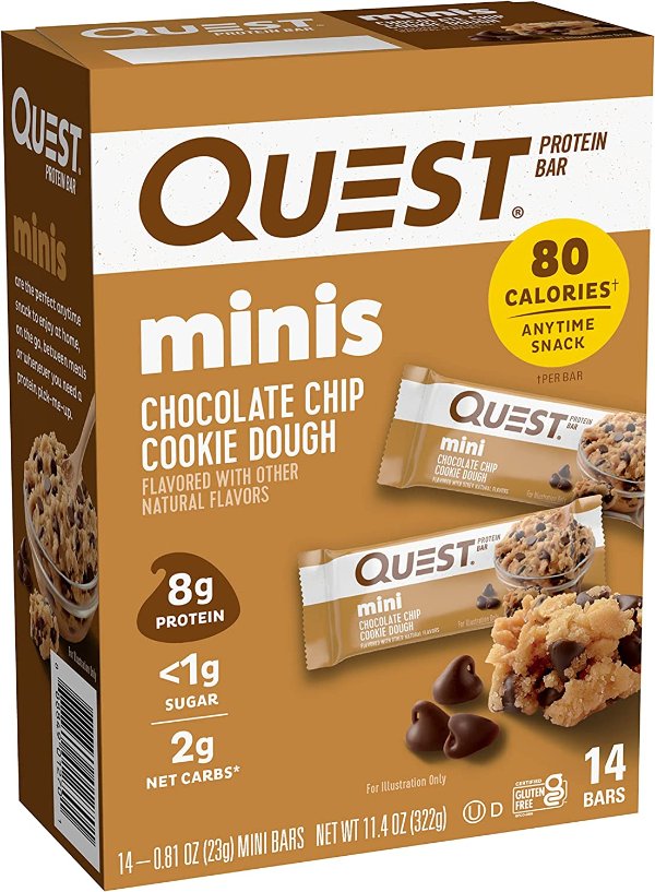 Quest Nutrition Mini Chocolate Chip Cookie Dough Protein Bars 14 Count